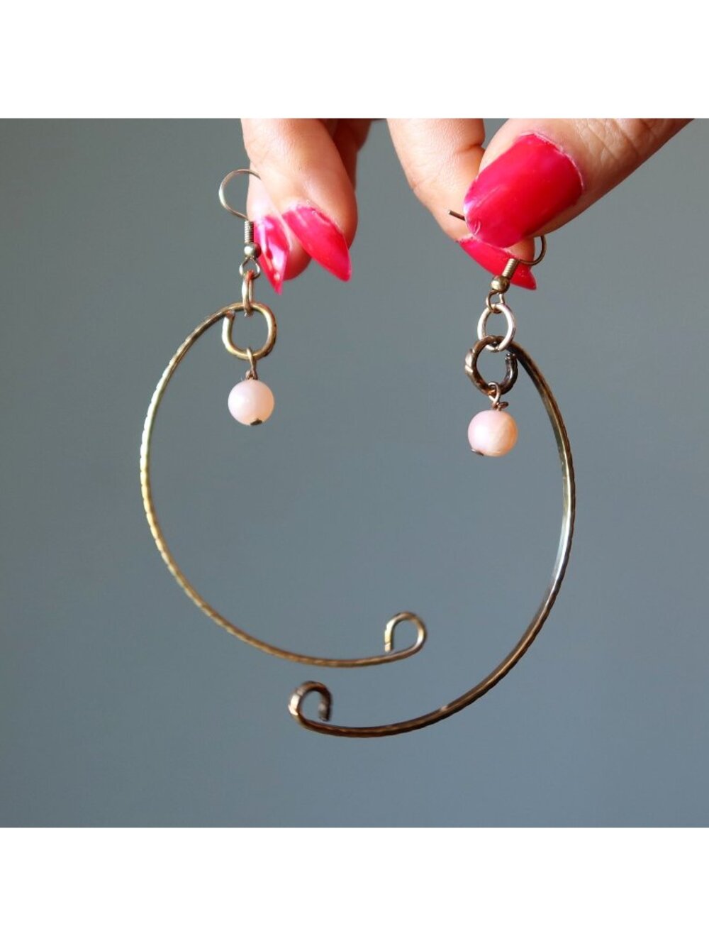 Peach Moonstone Earrings Gemstone Sophistication Gold Curves